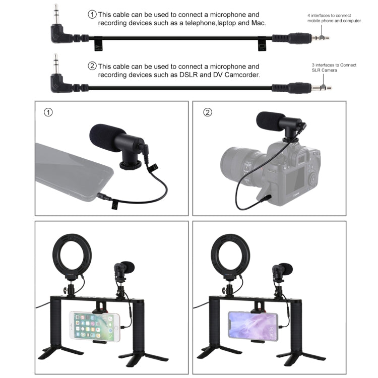 4 in 1 Vlogging Live Broadcast 4.7 inch 12cm Ring LED Selfie Light Smartphone Video Rig Handle Stabilizer Aluminum Bracket Kits with Microphone + Tripod Mount + Cold Shoe Tripod Head, Ring LED Aluminum Bracket Kits – Durable Build, Easy to Use