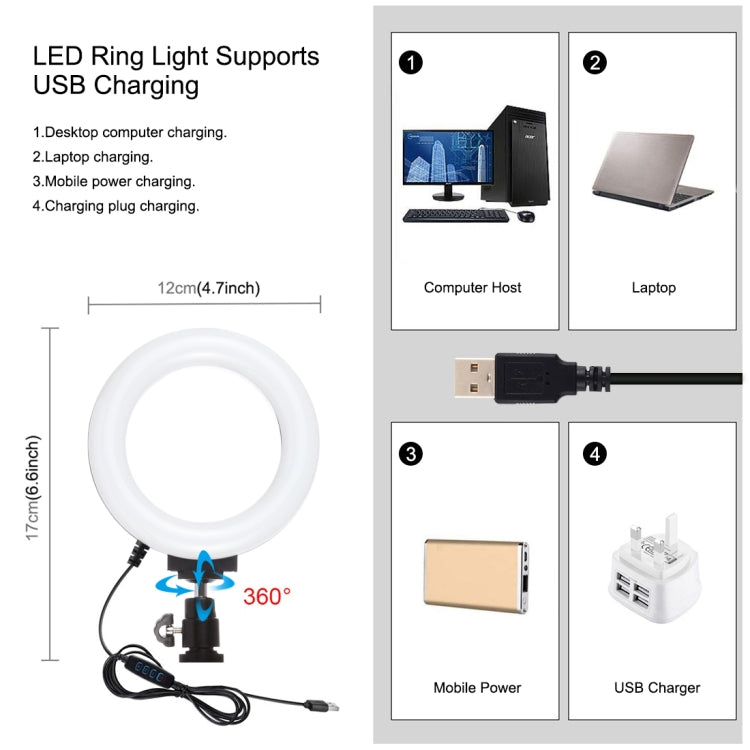4 in 1 Vlogging Live Broadcast 4.7 inch 12cm Ring LED Selfie Light Smartphone Video Rig Handle Stabilizer Aluminum Bracket Kits with Microphone + Tripod Mount + Cold Shoe Tripod Head, Ring LED Aluminum Bracket Kits – Durable Build, Easy to Use