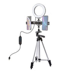 PULUZ Tripod Mount + Live Broadcast Dual Phone Bracket + 6.2 inch 16cm LED Ring Vlogging Video Light Kits, 3 in 1