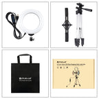 PULUZ Tripod Mount + Live Broadcast Dual Phone Bracket + 6.2 inch 16cm LED Ring Vlogging Video Light Kits, 3 in 1
