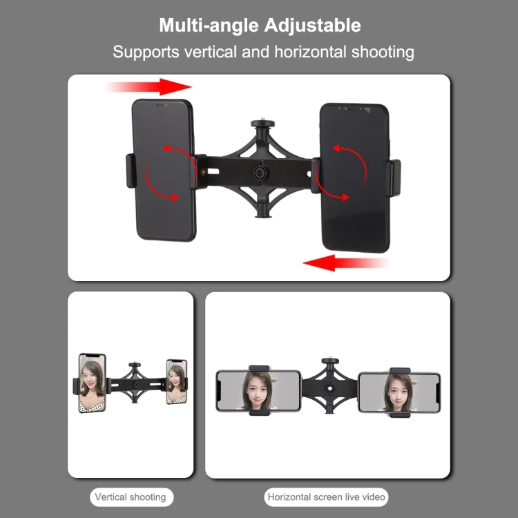 PULUZ Tripod Mount + Live Broadcast Dual Phone Bracket + 6.2 inch 16cm LED Ring Vlogging Video Light Kits, 3 in 1