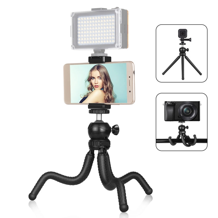 PULUZ Mini Octopus Flexible Tripod Holder with Ball Head & Phone Clamp + Tripod Mount Adapter & Long Screw for SLR Cameras, GoPro, Cellphone, Size: 25cmx4.5cm, 25cm Tripod + Phone Clamp 25cm Tripod + Phone Clamp