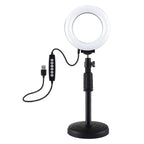 PULUZ 4.7 inch 12cm Curved Surface Ring Light + Round Base Desktop Mount USB 10 Modes 8 Colors RGBW Dimmable LED Ring Selfie Beauty Vlogging Photography Video Lights with Cold Shoe Tripod Ball Head, 4.7 inch RGBW+Desktop Mount