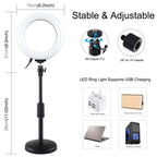 PULUZ 6.2 inch 16cm USB 10 Modes 8 Colors RGBW Dimmable LED Ring Vlogging Photography Video Lights + Round Base Desktop Mount with Cold Shoe Tripod Ball Head, 6.2 inch RGBW+Desktop Mount