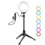 PULUZ 4.7 inch 12cm USB 10 Modes 8 Colors RGBW Dimmable LED Ring Vlogging Photography Video Lights + Desktop Tripod Mount with Cold Shoe Tripod Ball Head, 4.7 inch RGBW+Tripod Mount 4.7 inch RGBW+Tripod Mount