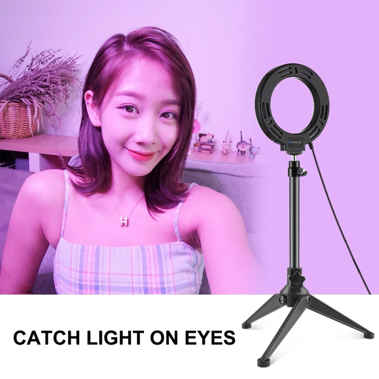 PULUZ 4.7 inch 12cm USB 10 Modes 8 Colors RGBW Dimmable LED Ring Vlogging Photography Video Lights + Desktop Tripod Mount with Cold Shoe Tripod Ball Head, 4.7 inch RGBW+Tripod Mount