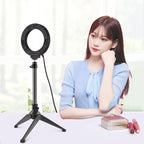 PULUZ 4.7 inch 12cm USB 10 Modes 8 Colors RGBW Dimmable LED Ring Vlogging Photography Video Lights + Desktop Tripod Mount with Cold Shoe Tripod Ball Head, 4.7 inch RGBW+Tripod Mount