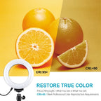 PULUZ 4.7 inch 12cm USB 10 Modes 8 Colors RGBW Dimmable LED Ring Vlogging Photography Video Lights + Desktop Tripod Mount with Cold Shoe Tripod Ball Head, 4.7 inch RGBW+Tripod Mount