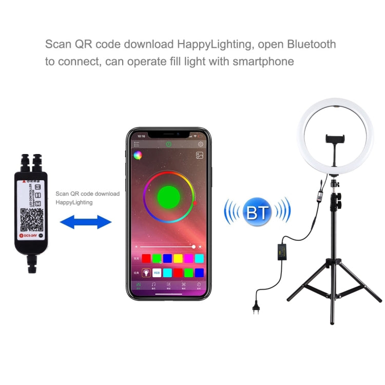 PULUZ 11.8 inch 30cm RGB Light 1.1m Tripod Mount Dimmable LED Ring Vlogging Selfie Photography Video Lights Live Broadcast Kits with Cold Shoe Tripod Ball Head & Phone Clamp, 12 inch RGB+Tripod(EU), 11.8 inch RGB+Tripod(AU)