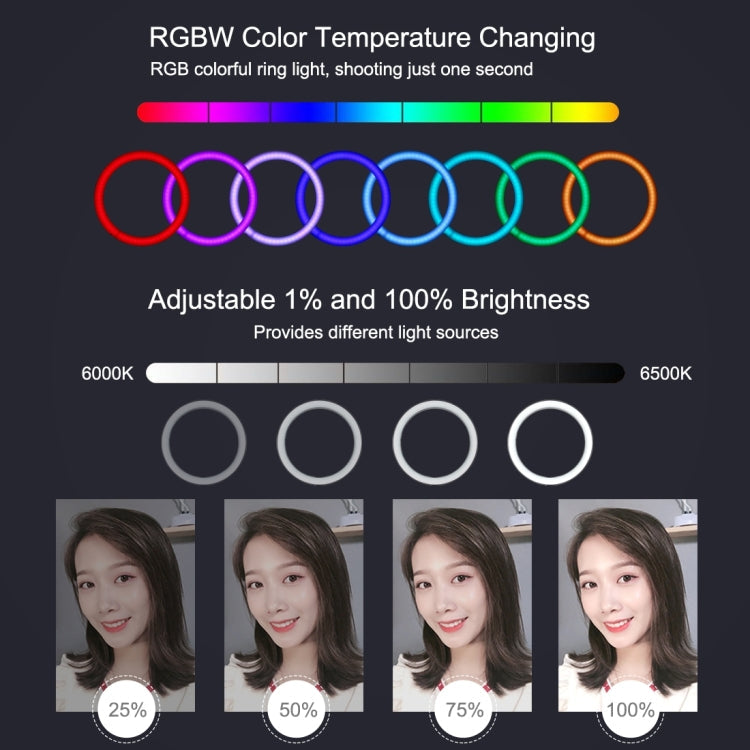 PULUZ 11.8 inch 30cm RGB Light 1.1m Tripod Mount Dimmable LED Ring Vlogging Selfie Photography Video Lights Live Broadcast Kits with Cold Shoe Tripod Ball Head & Phone Clamp, 12 inch RGB+Tripod(EU), 11.8 inch RGB+Tripod(AU)
