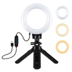 PULUZ 4.7 inch 12cm USB 3 Modes Dimmable LED Ring Vlogging Photography Video Lights + Pocket Tripod Mount Kit with Cold Shoe Tripod Ball Head, 4.7 inch Light+Pocket Tripod 4.7 inch Light+Pocket Tripod