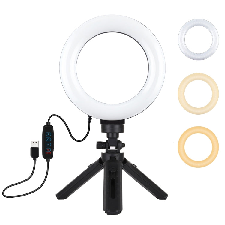 PULUZ 6.2 inch 16cm USB 3 Modes Dimmable LED Ring Vlogging Photography Video Lights + Pocket Tripod Mount Kit with Cold Shoe Tripod Ball Head, 6.2 inch Light+Pocket Tripod 6.2 inch Light+Pocket Tripod