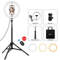 PULUZ 10.2 inch 26cm Light + 1.65m Tripod Mount Curved Surface USB 3 Modes Dimmable Dual Color Temperature Ring Vlogging Video Light Live Broadcast Kits with Phone Clamp & Selfie Remote Control, 10.2 inch+1.65m Tripod 10.2 inch+1.65m Tripod