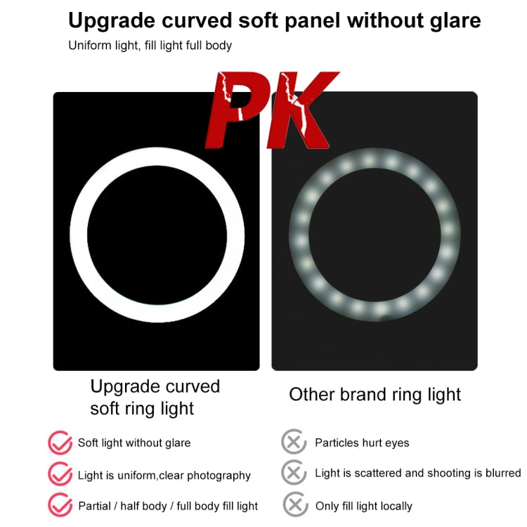 PULUZ 10.2 inch 26cm Light + Desktop Tripod Mount USB 3 Modes Dimmable Dual Color Temperature LED Curved Diffuse Light Ring Vlogging Selfie Photography Video Lights with Phone Clamp, 10.2 inch Curved+Tripod