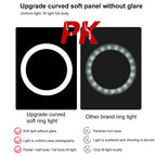 PULUZ 7.9 inch 20cm Light + Desktop Tripod Mount USB 3 Modes Dimmable Dual Color Temperature LED Curved Light Ring Vlogging Selfie Beauty Photography Video Lights with Phone Clamp, 7.9 inch+Tripod