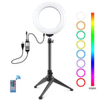 PULUZ 6.2 inch 16cm RGBW Light + Desktop Tripod Mount + USB Dimmable LED Ring Vlogging Photography Video Lights with Cold Shoe Tripod Ball Head & Remote Control, Tripod Mount + 6.2 inch RGBW / Remote Tripod Mount + 6.2 inch RGBW Remote