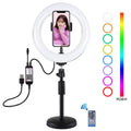 PULUZ 7.9 inch 20cm RGBW Light + Round Base Desktop Mount Dimmable LED Dual Color Temperature LED Curved Light Ring Vlogging Selfie Photography Video Lights with Phone Clamp, 7.9 inch + Round Mount 7.9 inch + Round Mount