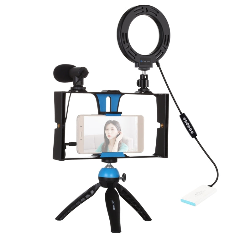 4 in 1 Vlogging Live Broadcast Smartphone Video Rig + 4.7 inch 12cm RGBW Ring LED Selfie Light + Microphone + Pocket Tripod Mount Kits with Cold Shoe Tripod Head, 4-in-1, 4-in-1 RGBW Ring LED – Durable Build, Easy to Use