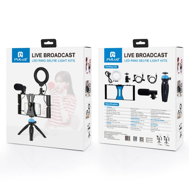 4 in 1 Vlogging Live Broadcast Smartphone Video Rig + 4.7 inch 12cm RGBW Ring LED Selfie Light + Microphone + Pocket Tripod Mount Kits with Cold Shoe Tripod Head, 4-in-1, 4-in-1 RGBW Ring LED – Durable Build, Easy to Use