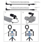 4 in 1 Vlogging Live Broadcast Smartphone Video Rig + 4.7 inch 12cm RGBW Ring LED Selfie Light + Microphone + Pocket Tripod Mount Kits with Cold Shoe Tripod Head, 4-in-1, 4-in-1 RGBW Ring LED – Durable Build, Easy to Use