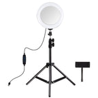 PULUZ 7.9 inch 20cm Mirror Light+ 1.1m Tripod Mount USB 3 Modes Dimmable Dual Color Temperature LED Curved Light Ring Vlogging Selfie Photography Video Lights with Mirror & Phone Clamp, 7.9 inch Mirror Light + 1.1m Mount