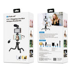 PULUZ 4 in 1 Vlogging Live Mini Octopus Bracket Kit + Studio Light + Microphone + Phone Clamp Kits, 4 in 1 Tripod