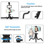 PULUZ 4 in 1 Vlogging Live Mini Octopus Bracket Kit + Studio Light + Microphone + Phone Clamp Kits, 4 in 1 Tripod