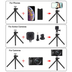 PULUZ 4 in 1 Vlogging Live Mini Octopus Bracket Kit + Studio Light + Microphone + Phone Clamp Kits, 4 in 1 Tripod