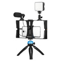 PULUZ 4 in 1 Vlogging Live Broadcast LED Selfie Fill Light Smartphone Video Rig Kits with Microphone + Tripod Mount + Cold Shoe Tripod Head for iPhone, Galaxy, Huawei, Xiaomi, HTC, LG, Google, and Other Smartphones, 4 in 1 Fill Light Rig Kit 4 in 1 Fill Light Rig Kit Blue