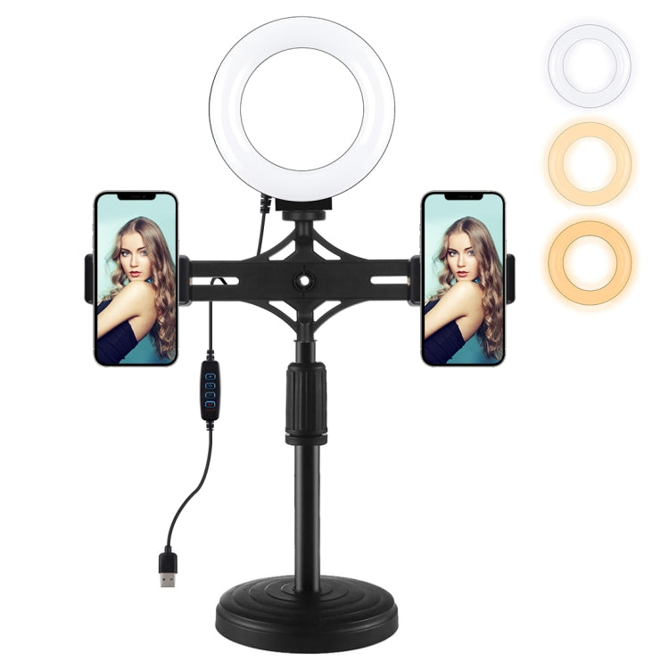 PULUZ 4.7 inch 12cm Ring Light Horizontal Dual Phone Brackets Desktop Holder Video Light Kits, 4.7 inch Horizontal Brackets Desktop Mount 4.7 inch Horizontal Brackets Desktop Mount