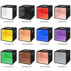 PULUZ 25cm Folding Portable High CRI Ring LED Photo Lighting Studio Tent Box + Shadowless Light Lamp Panel Pad with 12 Colors Backdrops, Size: 25cm x 25cm x 25cm, 25cm High CRI Box + Shadowless Light