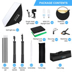 PULUZ LED Light Studio Softbox Photography Kit with 220V Bulb & Background & Reflective & Tripod Mount & Sandbags, Photography Light Kit, EU Plug, Photography Light Kit, US Plug
