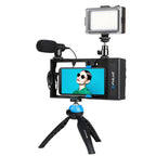 PULUZ 4 in 1 Bluetooth Handheld Vlogging Live Broadcast LED Selfie Light Smartphone Video Rig Kits with Microphone + Tripod Mount + Cold Shoe Tripod Head for iPhone, Galaxy, Huawei, Xiaomi, HTC, LG, Google, and Other Smartphones, 4 in 1 Bluetooth Rig 4 in 1 Bluetooth Rig