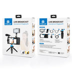 PULUZ 4 in 1 Bluetooth Handheld Vlogging Live Broadcast LED Selfie Light Smartphone Video Rig Kits with Microphone + Tripod Mount + Cold Shoe Tripod Head for iPhone, Galaxy, Huawei, Xiaomi, HTC, LG, Google, and Other Smartphones, 4 in 1 Bluetooth Rig