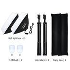 PULUZ Softbox Lighting Kit 2 PCS 50x70cm Professional Photo Studio Photography Light Equipment with 2 x 220V E27 Socket Bulb Photography Lighting Kit, 2 PCS Single Bulb EU Plug, 2 PCS Single Bulb US Plug