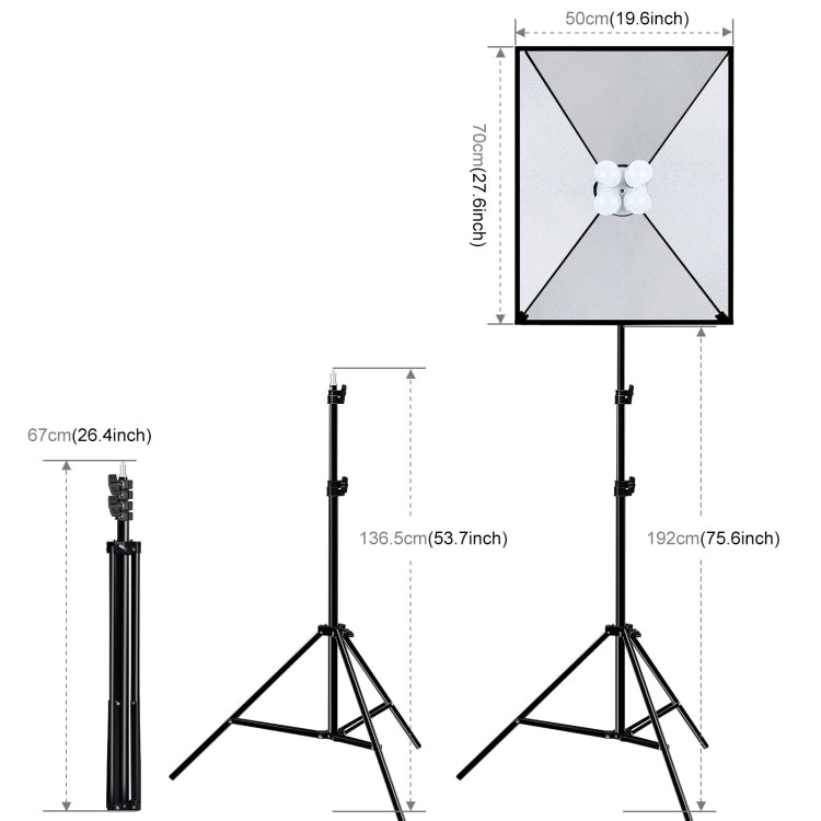 Softbox Lighting Kit 2 PCS 50x70cm Professional Photo Studio Photography Light Equipment with 8 x E27 20W E27 Socket Bulb Photography Lighting Kit for Filming Portrait Shooting / Fashion Advertising Photography, 2 PCS 4 x Bulb Kit EU Plug... –...