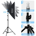 Softbox Lighting Kit 2 PCS 50x70cm Professional Photo Studio Photography Light Equipment with 8 x E27 20W E27 Socket Bulb Photography Lighting Kit for Filming Portrait Shooting / Fashion Advertising Photography, 2 PCS 4 x Bulb Kit EU Plug... –...