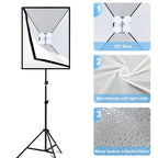 Softbox Lighting Kit 2 PCS 50x70cm Professional Photo Studio Photography Light Equipment with 8 x E27 20W E27 Socket Bulb Photography Lighting Kit for Filming Portrait Shooting / Fashion Advertising Photography, 2 PCS 4 x Bulb Kit EU Plug... –...