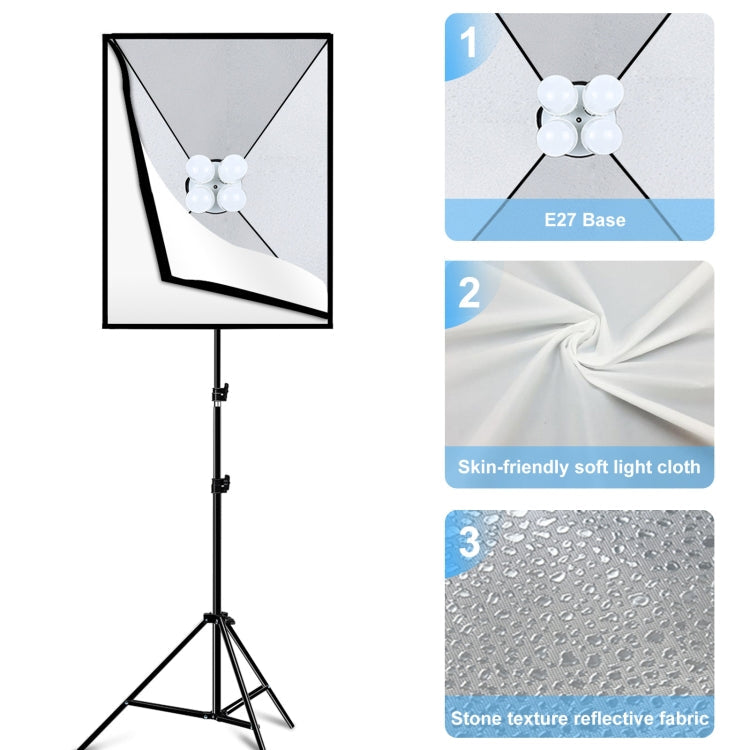 Softbox Lighting Kit 2 PCS 50x70cm Professional Photo Studio Photography Light Equipment with 8 x E27 20W E27 Socket Bulb Photography Lighting Kit for Filming Portrait Shooting / Fashion Advertising Photography, 2 PCS 4 x Bulb Kit EU Plug... –...