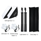 Softbox Lighting Kit 2 PCS 50x70cm Professional Photo Studio Photography Light Equipment with 8 x E27 20W E27 Socket Bulb Photography Lighting Kit for Filming Portrait Shooting / Fashion Advertising Photography, 2 PCS 4 x Bulb Kit EU Plug... –...