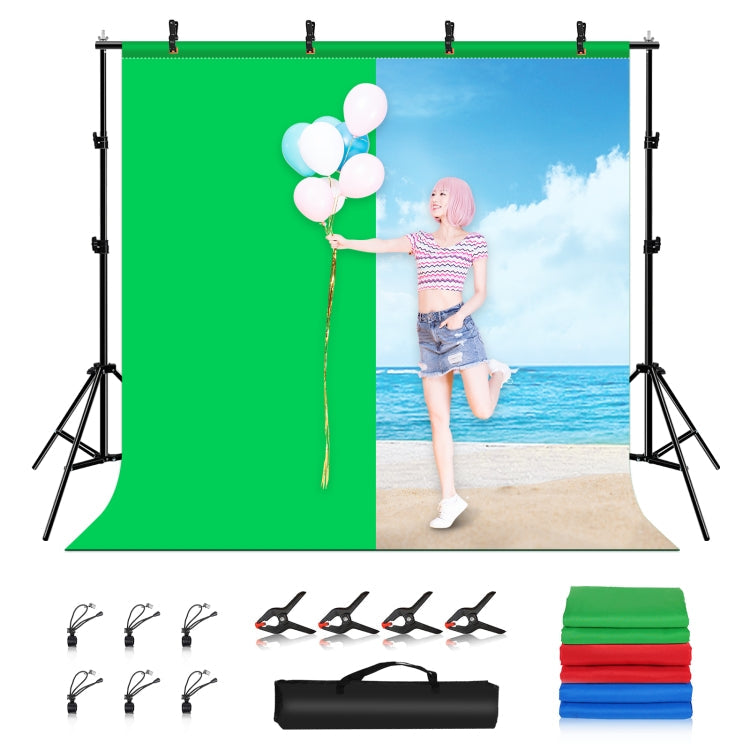 PULUZ 2x2m Photo Studio Background Support Stand Backdrop Crossbar Bracket Kit with Red / Blue / Green Backdrops, 2 x 2m(double stands) 2 x 2m(double stands) PKT5204