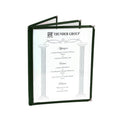 3 Page Book Fold Green Menu Cover 216mm x 279mm