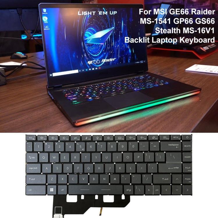 US Version Laptop Keyboard with Backlight for MSI GE66 Raider / MS-1541 / GP66 / MS-1542/1543 / GS66 / MS-16V1 / MS-16V2 / 10SD / 10SE – Durable Build, Easy to Use, For MSI GE66 Raider