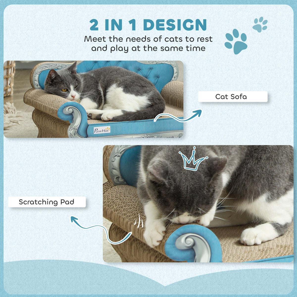 2 in 1 Cardboard Cat Scratching Board with Catnip for Indoor Cats