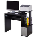 Computer Desk with Sliding Keyboard Tray Storage Drawer Shelf Home Office Workstation Black Black