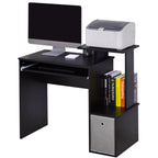 Computer Desk with Sliding Keyboard Tray Storage Drawer Shelf Home Office Workstation Black Black
