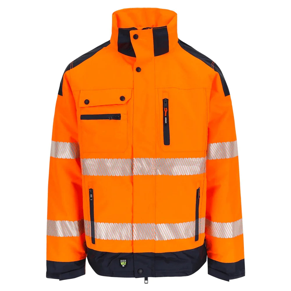 Herock Hodor Multi-Pocket Waterproof Hi-Vis Jacket Orange Navy Blue