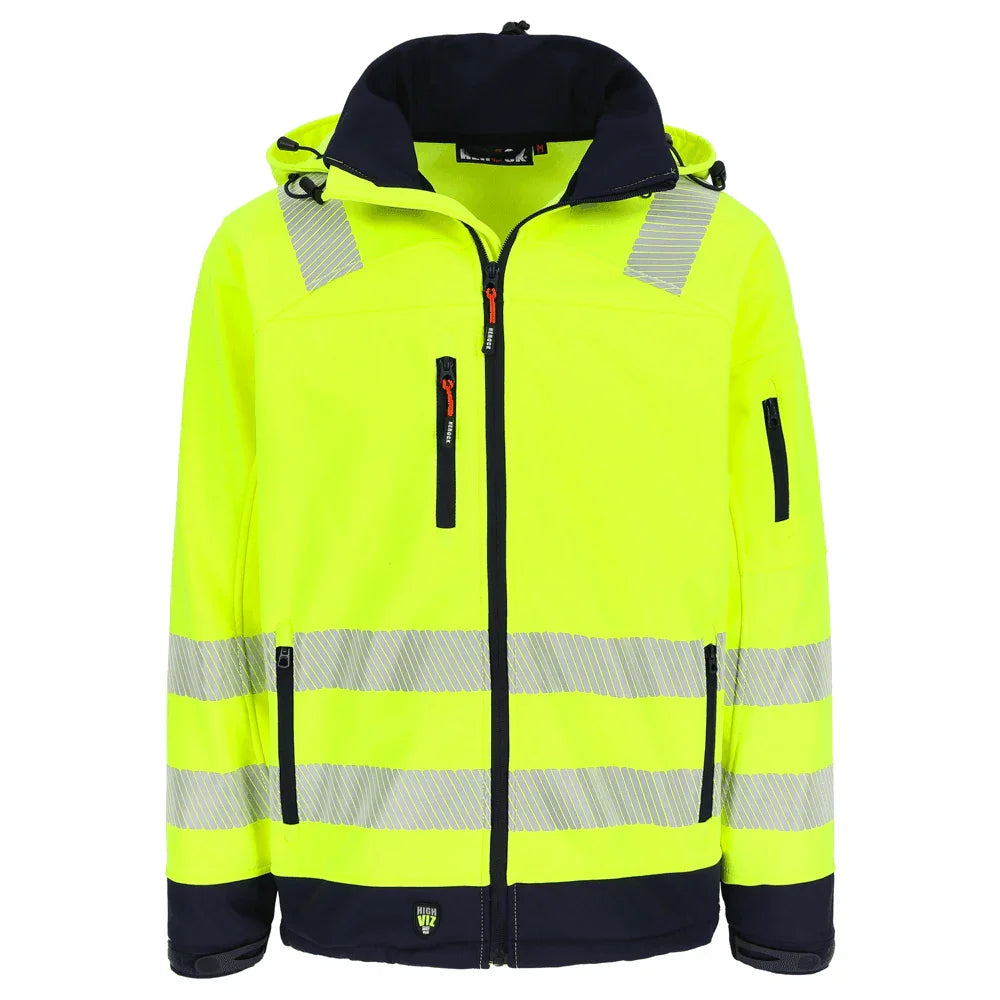 Herock Gregor Water-Repellent Hi-Vis Softshell Jacket Yellow Navy Blue