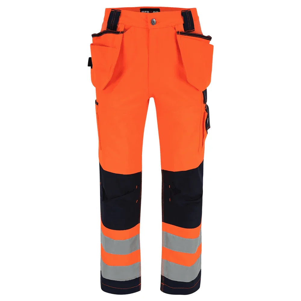 Herock Styx Hi-Vis Reflective Kneepad Work Trousers Orange Navy
