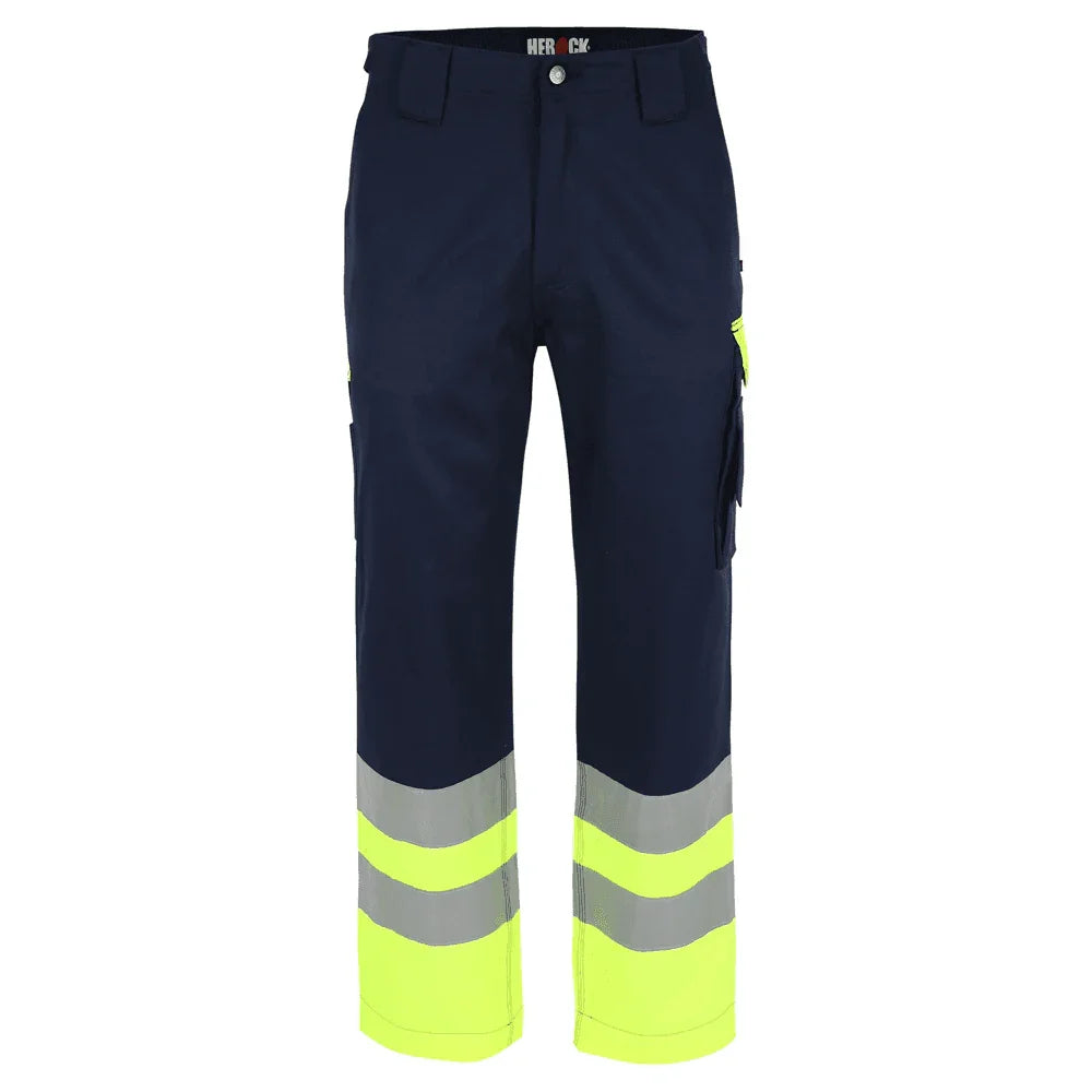 Herock Olympus Hi-Vis Water-Repellent Trousers Navy Yellow